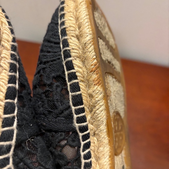 Tory Burch Women's Abbe Crochet Lace Slip On Espadrilles Black size 7 - Picture 9 of 11